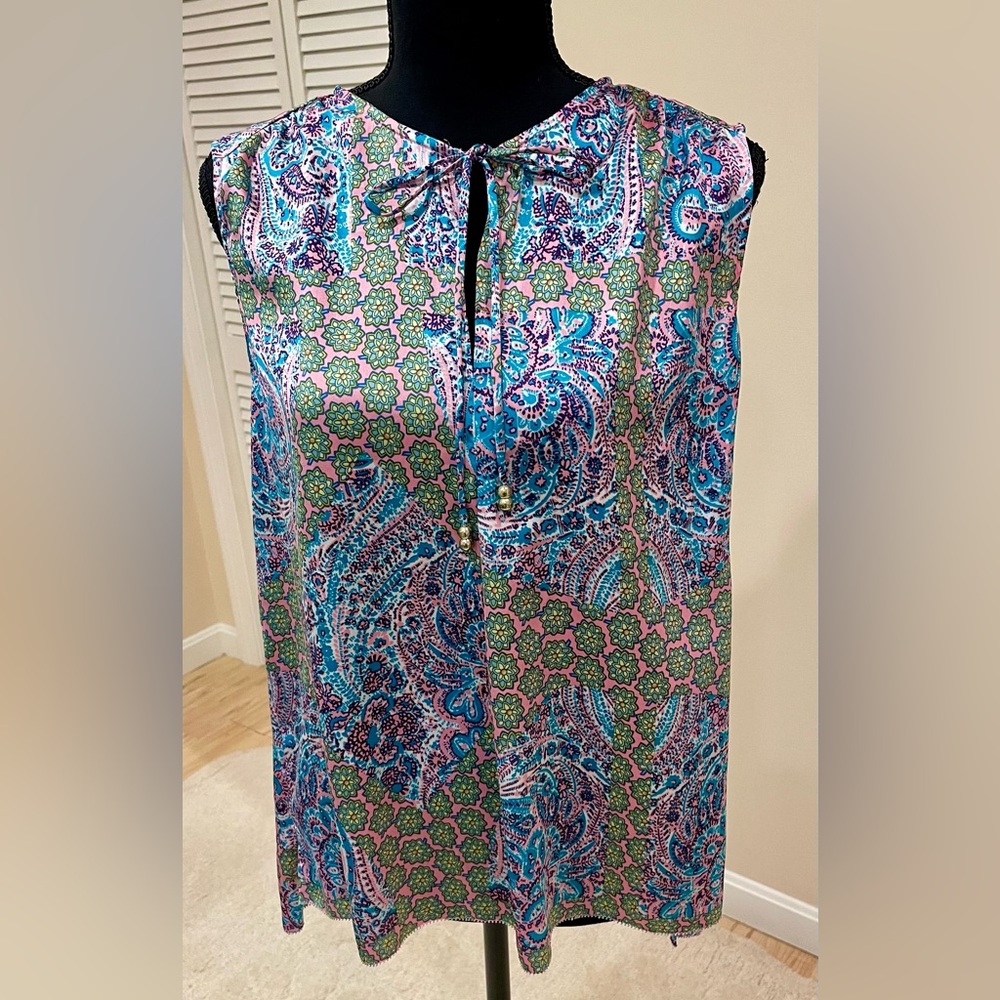 Juicy Couture Pink and Blue Patterned Sleeveless Top